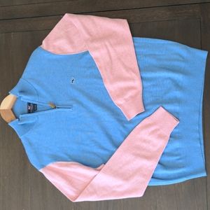 Vineyard Vines Blue & Pink Cotton Zip Up Sweater M